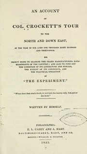 Cover of: An account of Col. Crockett's tour to the North and down East by Davy Crockett