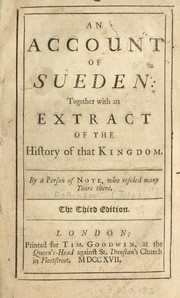 Cover of: An account of Sweden together with an extract of the history of that kingdom by Robinson, John Bishop of London