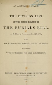 An accurate analysis of the division list on the second reading of the Burials Bill