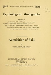 Cover of: Acquisition of skill...