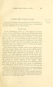 Cover of: Across the plains in 1850.
