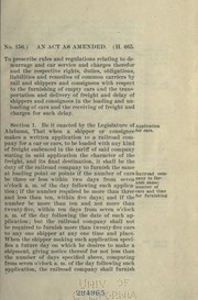 Cover of: An act as amended ...: To prescribe rules and regulations relating to demurrage and car service and charges therefor and the respective rights, duties, obligations ... of common carriers by rail and shippers and consignees ...