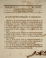 Cover of: An act for the purchase of provisions