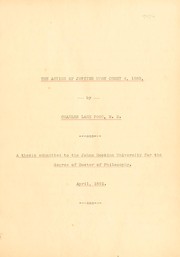 Cover of: The action of Jupiter upon Comet v, 1889 ...