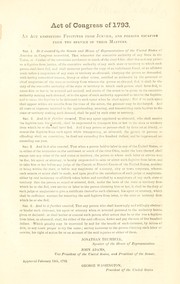 Act of Congress of 1793 by United States