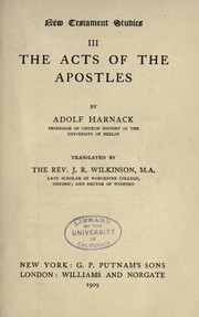 Cover of: New Testament studies. III: The Acts of the apostles