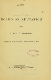 Cover of: Acts of the Board of education of the state of Alabama