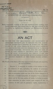 Cover of: An act to provide for the organization and government of irrigation districts ...