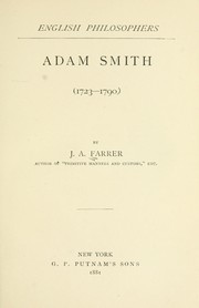 Cover of: Adam Smith (1723-1790) by James Anson Farrer