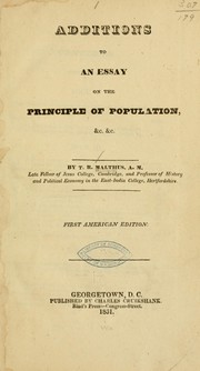 Cover of: Additions to An essay on the principle of population