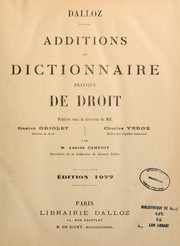 Cover of: Additions au dictionnaire pratique de droit