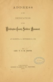 Cover of: Address at the dedication of the Washington County Soldiers' Monument, at Marietta, Ohio, September 17, 1875.