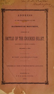 Address at the inauguration of the Hatborough monument by Jacob Belville