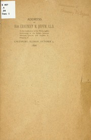 Cover of: Address by Hon. Chauncey M. Depew