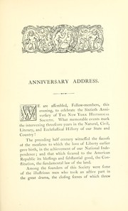 Cover of: An address delivered before the New-York historical society, on its sixtieth anniversary by Frederic De Peyster