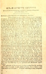 Cover of: Address delivered before the Philanthropic and Dialectic Societies, at Chapel-Hill: June 20, 1832