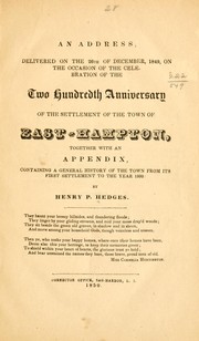 Cover of: An address, delivered on the 26th of December, 1849 by Henry Parsons Hedges