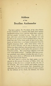 Cover of: Address of the Brazilian ambassador by Joaquin Nabuco