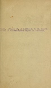Cover of: Address of the Hon. Charles L. Scott, of California, to his contituents on the constitutional right of secession | Scott, Charles L.