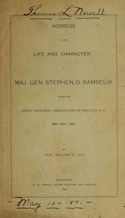 Address on the life and character of Maj. Gen. Stephen D. Ramseur by William R. Cox