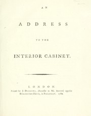 Cover of: An address to the interior cabinet