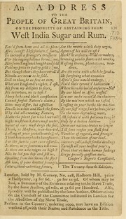 Cover of: An address to the people of Great Britain, on the propriety of abstaining from West India sugar and rum ... by Fox, William