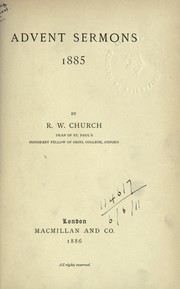 Cover of: Advent sermons, 1885
