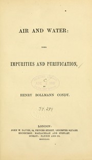 Cover of: Air and water: their impurities and purification