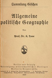 Cover of: Allgemeine politische geographie