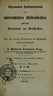 Cover of: Allgemeines handwörterbuch der philosophischen wissenschaften, nebst ihrer literatur und geschichte