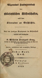 Cover of: Allgemeines handwörterbuch der philosophischen wissenschaften, nebst ihrer literatur und geschichte