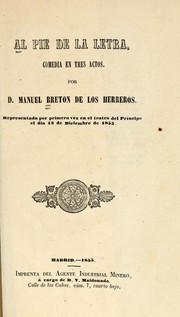 Cover of: Al pié de la letra: comedia en tres actos