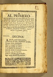 Cover of: Al primero de los quatro anagrammas, en manifestacion de rendido afecto al Exmo. Sr. D. Fr. Manuel de Amat: del Orden de S. Juan theniente general de los reales exercitos de S.M. virrey governador, y capitan general de estos Reynos del Perù