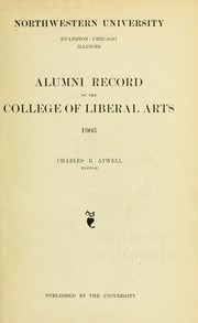Cover of: Alumni record of the College of liberal arts by Northwestern University (Evanston, Ill.)