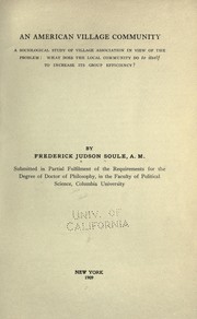 Cover of: An American village community by Frederick Judson Soule