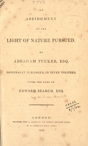 Cover of: An abridgment of "The light of nature pursued": originally published in seven volumes under the name of Edward Search [pseud.]