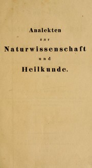 Cover of: Analekten zur Naturwissenschaft und Heilkunde by Carl Gustav Carus