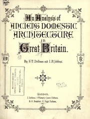 Cover of: An analysis of ancient domestic architecture in Great Britain