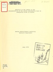 Cover of: Analysis of the impact of the implementation of the school desegration plan on population flows in Boston