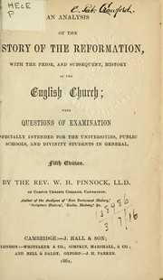 Cover of: An analysis of the history of the Reformation: with the prior and subsequent history of the English Church, with questions for examination