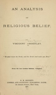 Cover of: An analysis of religious belief by Amberley, John Russell viscount