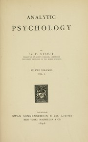 Cover of: Analytic psychology by Stout, George Frederick