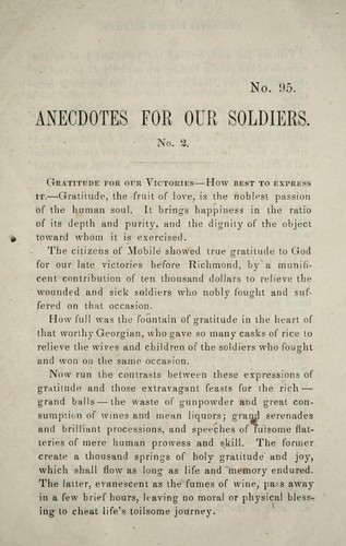Anecdotes for our soldiers by South Carolina Tract Society