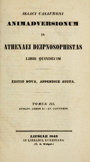 Cover of: Animadversionum in Athenaei Deipnosophistas: libri quindecim