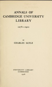 Cover of: Annals of Cambridge University Library, 1278-1900