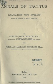 Cover of: Annals: Translated into English with notes and maps by Alfred John Church and William Jackson Brodribb