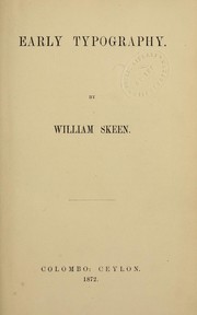 Cover of: Early typography by William Skeen, William Skeen