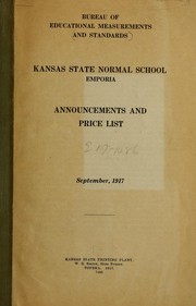 Announcements and price lists by Kansas. State teachers college, Emporia. Bureau of educational measurements