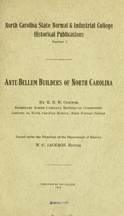 Cover of: Ante-bellum builders of North Carolina