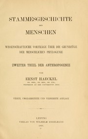 Cover of: Anthropogenie by Ernst Haeckel